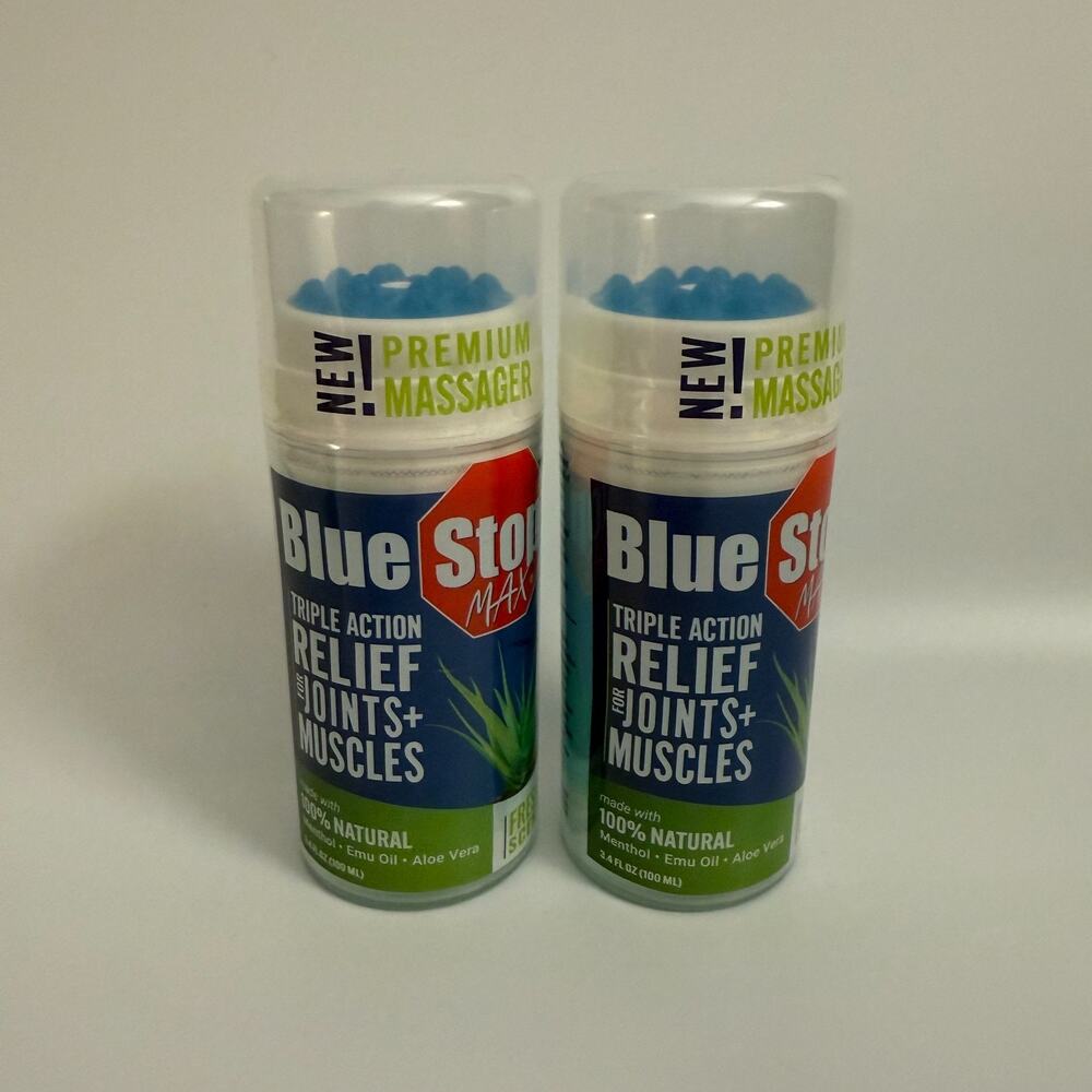 Blue Stop Massage Gel 3.4oz 2 Pack – Relief for Body Aches, Joints & Muscles NEW